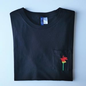H&M Round Neck Foldover-Short-Sleeve Tee Black M